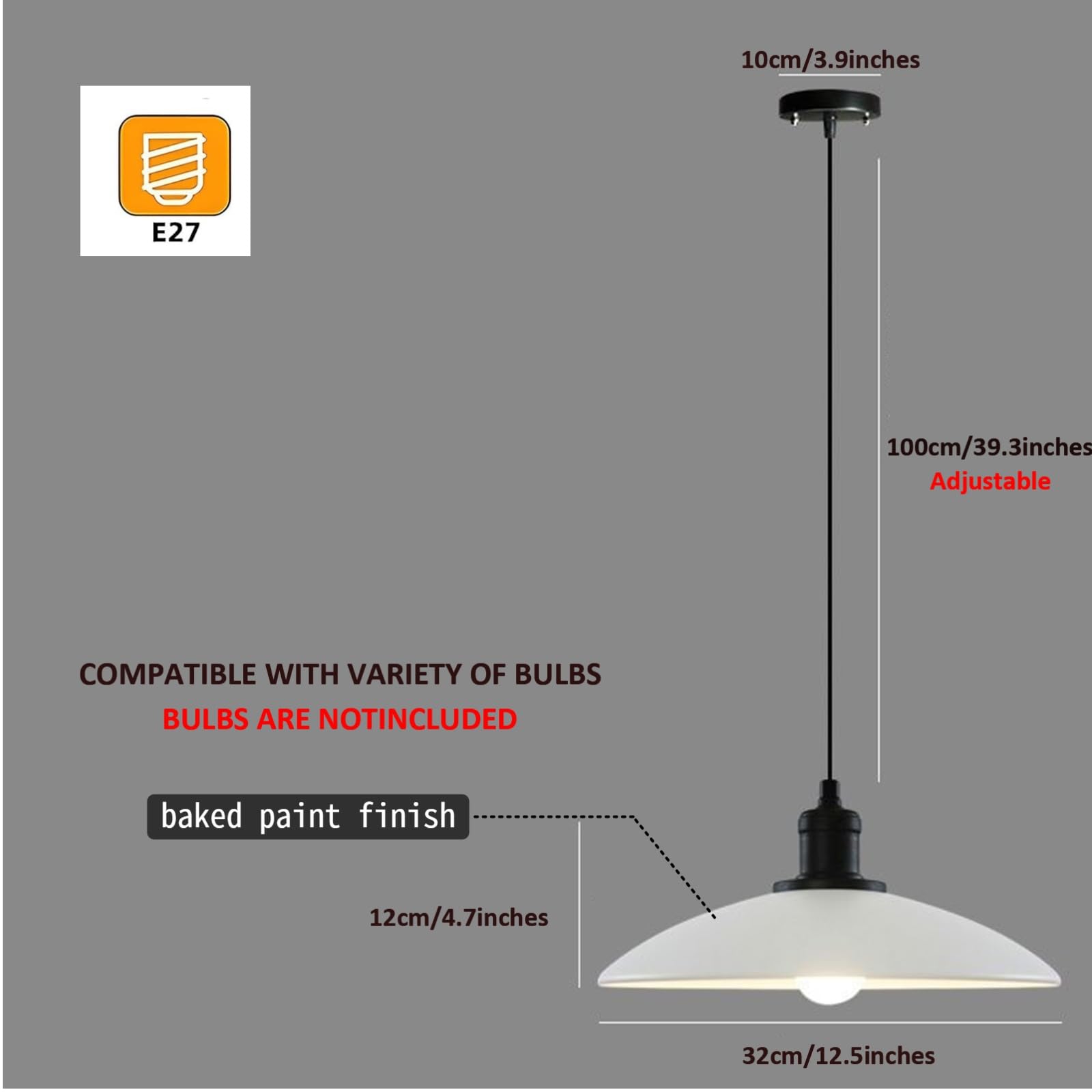 EKSED Lámpara Colgante Industrial de Metal – Luz de Techo Moderna con Casquillo E27 y Altura Ajustable 1 m para Cocina Comedor Entrada Barra (negro)