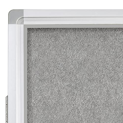 Lockable Noticeboard Bulletin Board 24'X36' Enclosed Display Case Wall Mounted Gray Felt For School Office #TOP4