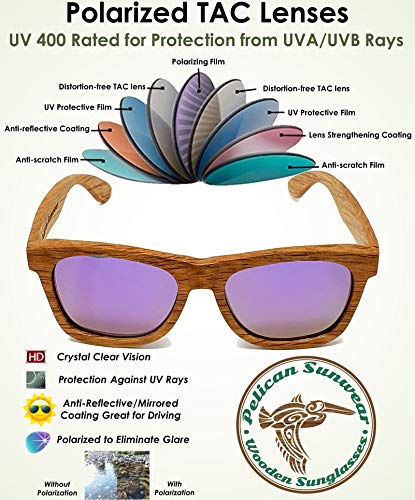 Image of Wood Sunglasses | Polarized | Vintage Wooden Frame | 100% UVA /UVB Protection | Bamboo Case | Men Women