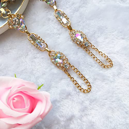 Nabroj Foot Jewelry Rhinestone Anklet Gold Ab Crystal Barefoot Sandals Beach Wedding Feet Summer Jewelry Barefoot Bracelet Chain Costumes Featival Jewelry For Women-Jl01 Crystal-2 #TOP4