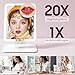 Benbilry Foldable Travel Makeup Mirror with Lights and 20X Magnification, Rechargeable Tabletop LED Vanity Mirror with Adjustable Stand, 3-Colored Dimmable Lighting, Portable Cosmetic Mirror, White
