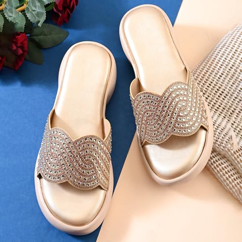 Image of Centrino Women's Sandals | Stylish Slip-On Sandals for Ladies |Elegant Slide Sandals with Butterfly Studded Embellishment Design | Lightweight and Durable Fashion Footwear (9310)