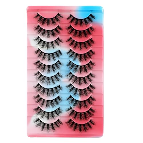 10 Paar Fake Lashes Halbe Wimpern Lashes Cat Eye Katzenaugenwimpern 3D Falsche Wimpern Katzenauge Natürliche Extensions Volume C Curl Wispy Weiche Flauschige