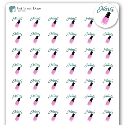 Nails Planner Appointment / 54 Fun Vinyl Stickers (1/2”) / Manicure Salon Day/Beauty Self Care Me Time/Essential Productivity Life Planner Stickers/Bullet Bujo Journal (Matte Vinyl, 1 Sheet)