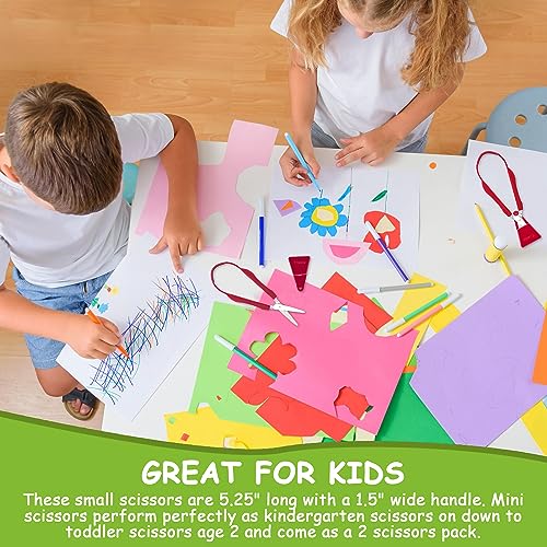 Conjunto de 2 tesouras de laço para crianças, destros ou canhotos, para pré-escolas, salas de aula,