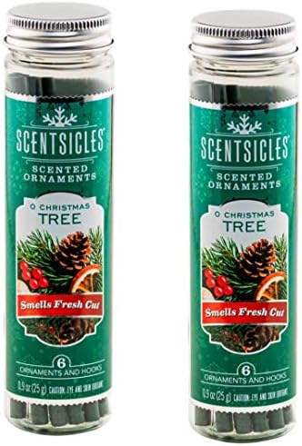 Scentsicles O Christmas Tree Scented Ornaments with Hooks - 2 Bottles (12 Sticks Total)