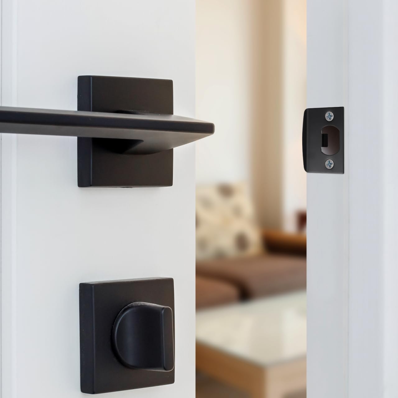 DOITOOL Lot de 20 plaques de gâche de porte noires et noires avec ergots en acier inoxydable, kit de renforcement de porte