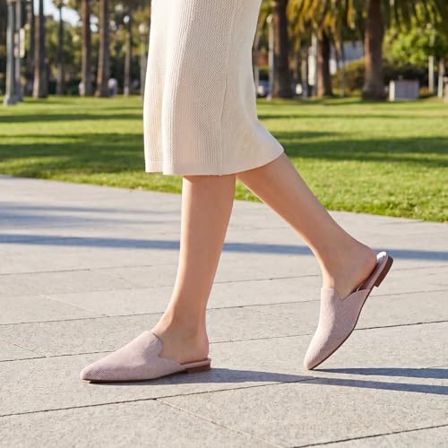 Image of Tilocow Knit Mules Office Slip on Loafers Business Casual Flats for Women