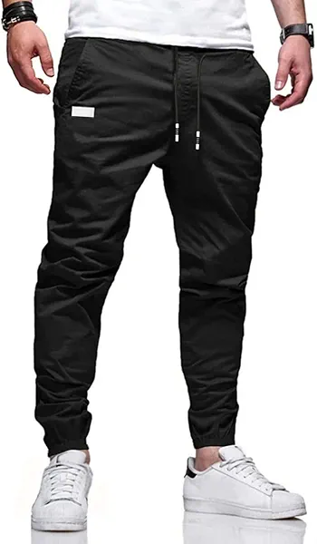Bilitry Men Joggers Chino Cargo Pants Hiking Outdoor Recreation Pants Twill Fitness Track Jogging Pants Casual Cotton Pants