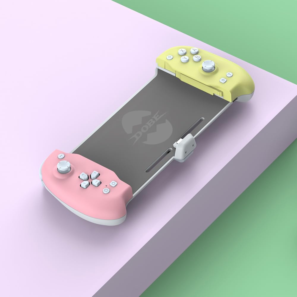 DOBE - Eggshell Controller Gripcon Switch Controller for Handheld Mode, Ergonomic Controller for Nintendo Switch with 6-Axis Gyro, Dual Motor Vibration, Compatible with All Games of Switch, Pink and Yellow