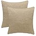 FYJS Confezione da 2 federe in morbido lino artificiale Decorazioni per la casa Fodera per cuscino quadrato per divano camera da letto 45x45cm,Beige