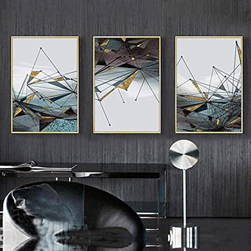 Toile abstraite moderne triptyque noir et blanc pour décoration salon 50x70cm