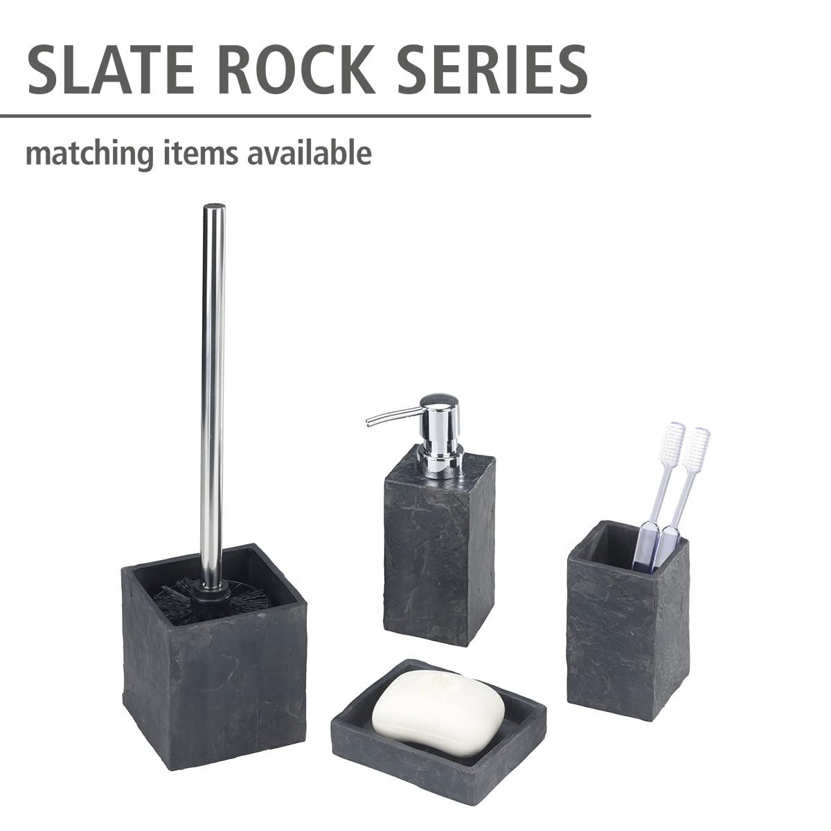 Wenko 17922100 Mydelniczka Slate Rock stonelook, plastikowa żywica poliestrowa, 11,2 x 2,7 x 9,4 cm, szary antracyt