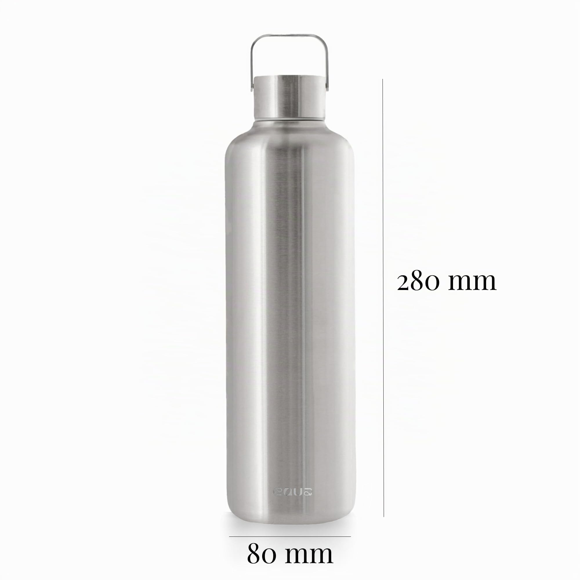 EQUA Timeless Isolierte Trinkflasche, doppelwandig, Edelstahl, 24 Stunden kalt oder bis zu 12 Stunden heiß, BPA-frei, auslaufsicher, haltbar, multifunktional (Steel, 1000ml)