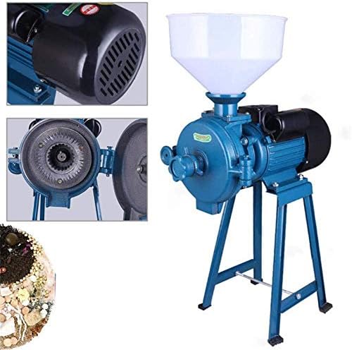 Heavy Duty Electric Grain Grinder - Wet & Dry Commercial Mill Crusher, Dual Use Pulverizer Powder Machine for Rice, Corn, Coffee, Wheat with Funnel