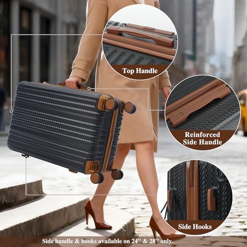 Image of 6 Piece Luggage Set with TSA Lock, Hard Sided Luggage with Double Spinner Wheels, Carry On Luggage Sets, Luggage Suitcases, Durable ABS Hard Shell Travel Suitcase Set for Men & Women, Unexpandable
