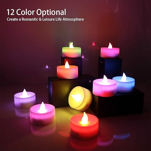 Miniatura 4 de Vela sin llama de luz de té parpadeante colorida, velas LED con control remoto, velas eléctricas para soporte votivo, celebración de luces de