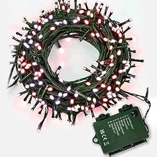 ASAB Battery Operated LED Lights | 50 LED Outdoor Decoration Lights | Waterproof Battery Box | 8 Flashing Modes | Indoor Outdoor Fairy Lights | Christmas Wedding Festive Decoration - Cool White