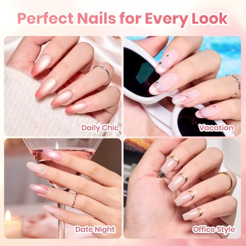 Image of Beetles Nude Gel Polish Set, 20 Color Jelly Cat Eye Gel with Magnet | 20 Sheer Nude Pink Magnetic Gel Colors, Soak-Off Uv Led Manicures