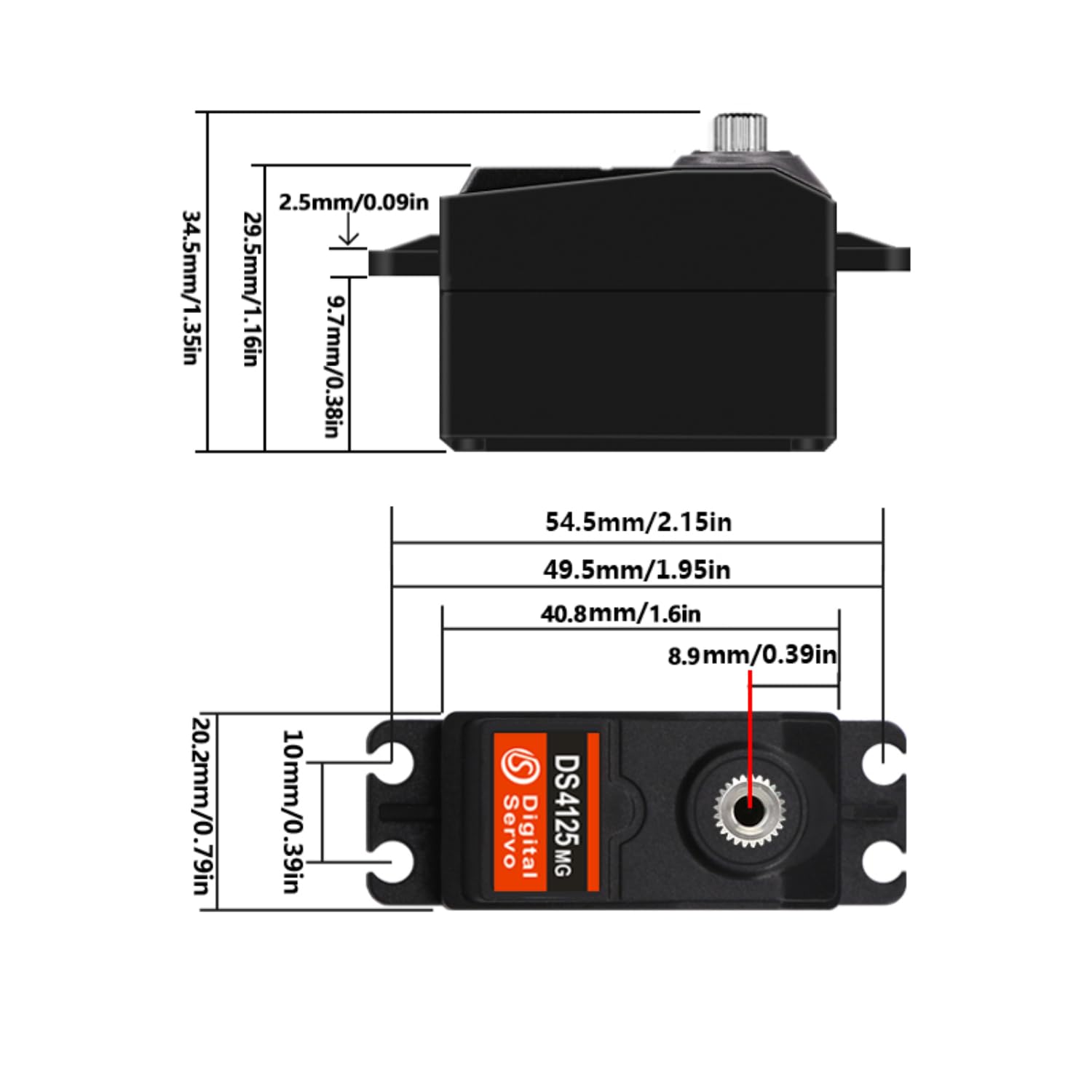 Servo 1/10 e 25T Servo 1/10 a basso profilo da 25 kg per aggiornamento modello robot auto RC 1/10 (angolo di controllo 270 °)