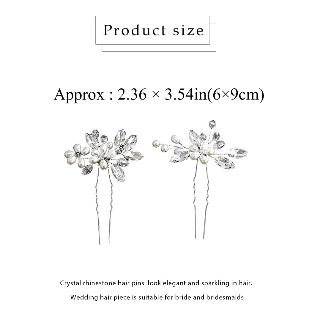 Asooll Bride Wedding Hair Pin Pearl Flower Hair Pieces Bridal Hair Accessories for Women (Silver) - Image 4