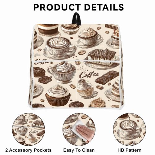 Image of Kitchen Dust Cover Compatible with 4.5 5 6 8 quart Stand Mixer, Kitchen Appliance Protective Covers with Top Handle and Pocket (Dessert, For All 6-8 qt Mixer)