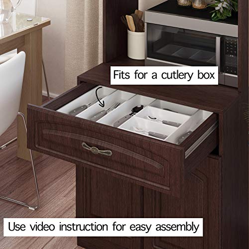 Living Skog Kitchen Storage Cabinet–Kitchen Cabinet with Storage Shelves and Microwave Stand–Pantry Cabinet-Kitchen China Cabinet–Kitchen and Pantry Hutch Cabinet (Espresso) - Thumbnail 2