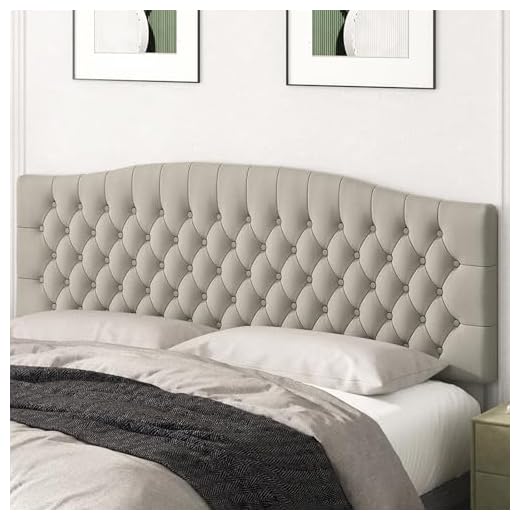 Befurtori King Headboard Only, Upholstered Head Board for Adjustable Bed Velvet Tufted Cal King Size Wall Mounted Headboard with Solid Wood Legs Head Board, Taupe