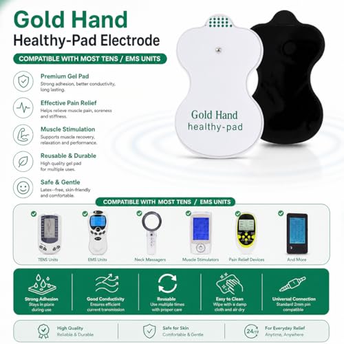 Image of AGAM Digital Therapy Machine Electrodes (Health Herald) - Strong Adhesive Gel, Universal Replacement Pads for Muscle Pain Relief, Reusable TENS Unit Electrode Pads (Pack-12)