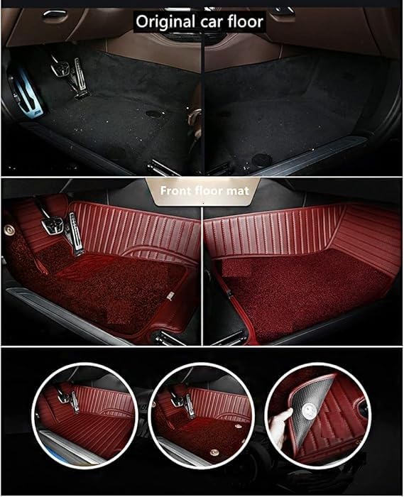 Image of MINANSH 9D Car Floor Mats Compatible with Mercedes EQE, Cherry