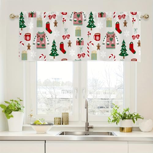 Cortinas opacas de poliéster con patrón de Navidad para bloquear la luz en la cocina 2