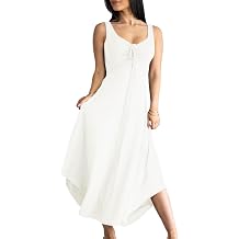 Langwyqu Womens 2026 Summer Sleeveless Tank Dress Empire Waist Asymmetrical Flowy Casual Maxi Dresses