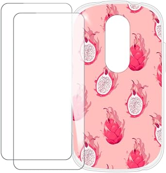 Unihertz Jelly Star Compatible with Custom Colorful Case + 2 Tempered Glass Protective Film - Shock Absorption & Scratch Resistant Pitaya