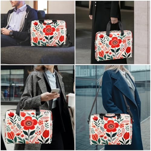 Maletín para laptop flores tulipán rojo 15.6-16" miniatura 2