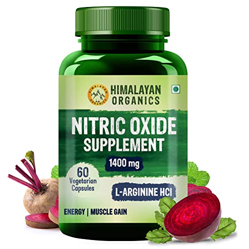 Himalayan Organics Nitric Oxide 1400mg With L-Arginine HCI Caffeine Supplement | Good For Muscle Growth, Stamina, Recovery, Immune Booster & Energy- 60 Veg Capsules Himalayan Organics Nitric Oxide 1400mg With L-Arginine HCI Caffeine Supplement | Good For Muscle Growth, Stamina, Recovery, Immune Booster & Energy- 60 Veg Capsules