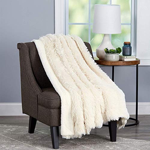 Bedford Home 66A-34984 Long Pile Rabbit Sherpa Back-Luxurious, Soft, Hypoallergenic For Couch, Bed, D?Cor-60?X70? In White Faux Fur Throw Blanket cover