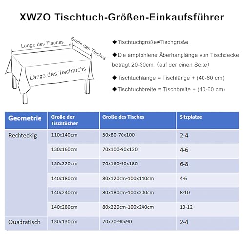 XWZO Tischdecke Gestreift Abwaschbar Eckig tischdecken Lotuseffekt Schmutzabweisend Wasserabweisend Tafeldecke Weiß 140 x 180cm – Ansicht 6
