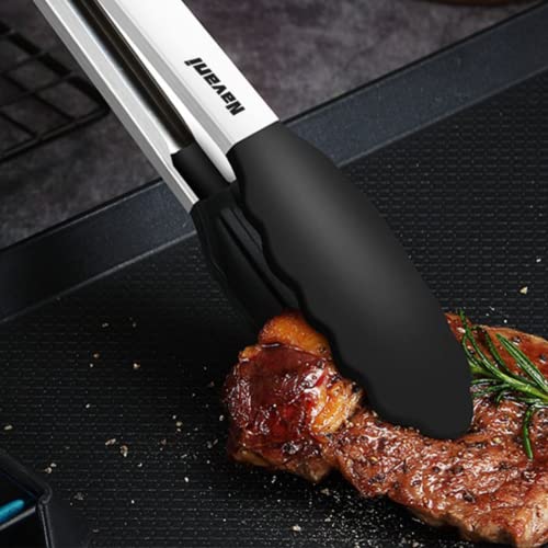 Navani Kitchen Tongs for Cooking | 9 & 12inch Tongs Kitchen Silicone tip | Silicone Non Stick Tongs for air Fryer | Salad Tongs Pasta Tongs, Black 2pcs - Image 6