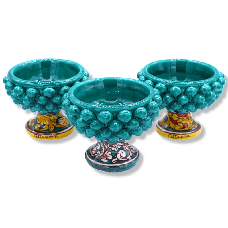Vase Caltagirone Mezza Pigna poterie sicilienne décoration vert-de-gris