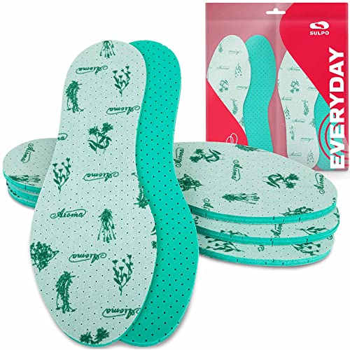 SULPO 4 pares de plantillas de aroma a menta frescas contra el sudor de pies desodorantes plantillas para hombre y mujer suelas con un aroma de menta contra el olor, verde, 46