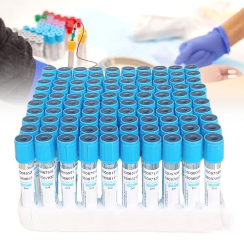 DHsdlpLU Vakuum-Blutentnahmeröhrchen aus PET-Material ohne Zusatzstoffe für die Verwendung in venösen Blutzentrifugen und kompatibel mit Vacutainer-Röhrchensets Blue-5ml