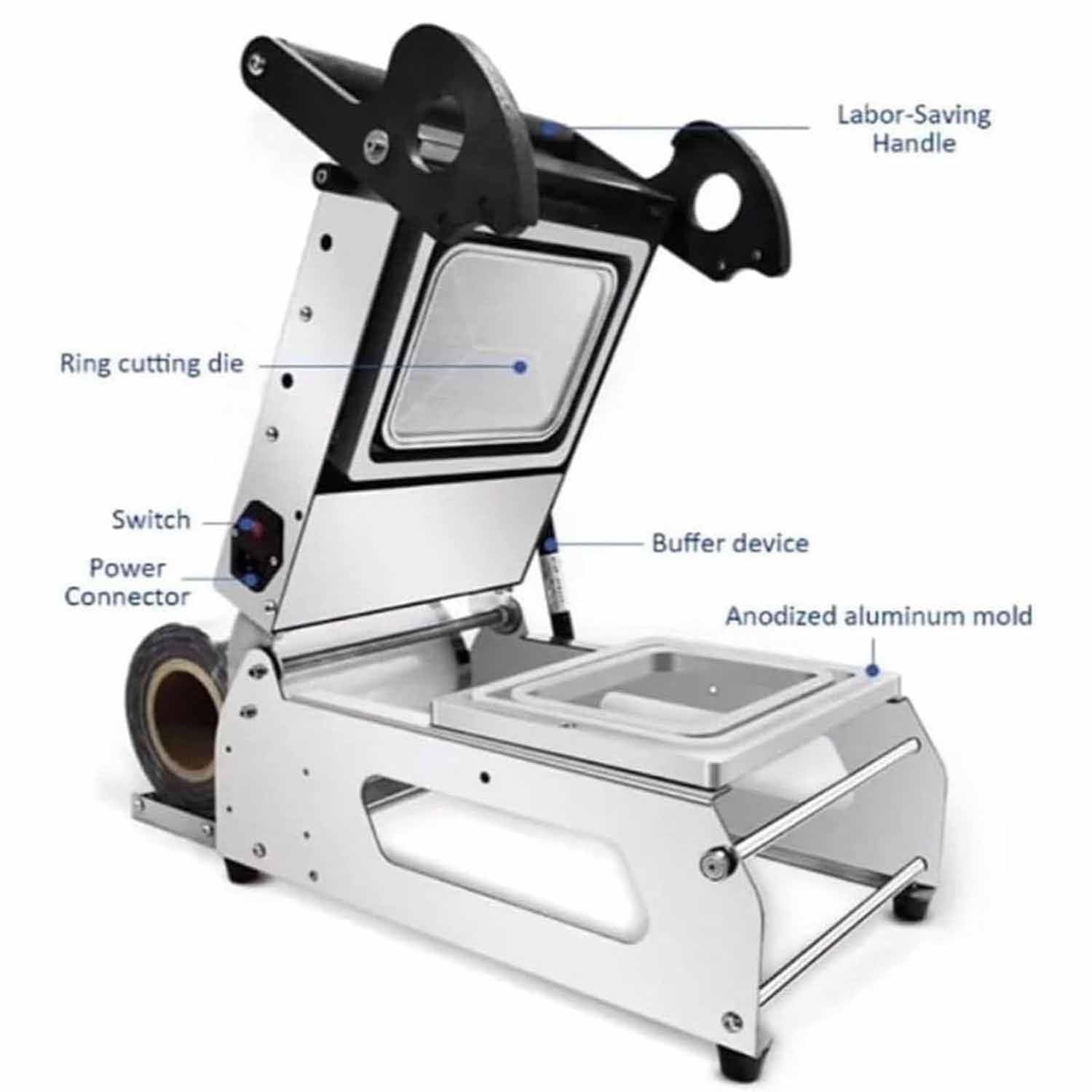 Máquina de sellado térmico de bandejas de comida comercial, máquina de envasado manual a presión para cajas de comida para llevar, selladora de bandejas para carnes cocidas,18 * 12cm