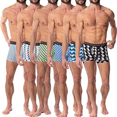 American Heaven Men's Underwear Trunks 6-Pack, Stretchy Ultra Soft Fitted 9" Leg Boxer Brief with Fly - - Large Cover