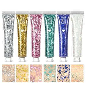 Pop Eye Shadow Sequin Cream Face Body Glitter Polarized Sequin Cream High Light Dazzle Color Brightening Set Stage Makeup， 6-Color Suit