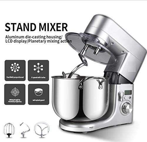 JHNEA Küchenmaschine, Professioneller Luxus Knetmaschine mit LCD-Anzeige, 1500 W, 10 Liter, planetarisches Rührsystem, 6… – Bild 3