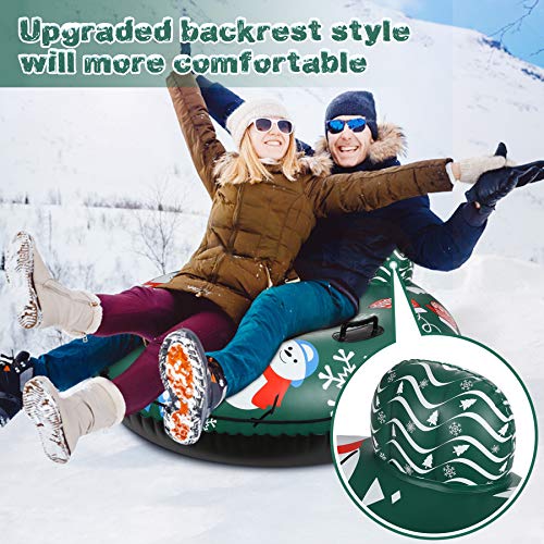 Extra Large 50 Inch Snow Tube with Backrest No More Popped with Thicker K80 Military Grade Material Inflatable Snow Sled for Kids and Adults Durable Sledding Tubes Heavy Duty Inflatable Snow Tube - Thumbnail 7