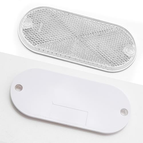 Image of 10 Pack Front Reflector Oval Reflectors 4.45in Oblong Driveway Reflectors for Driveway Fence Gateposts Cars Boats Mailboxes Trailer Security Reflectors with Center Mounting Holes (White)