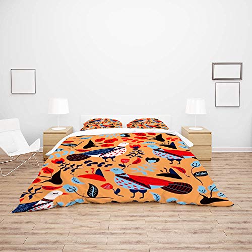 Housse de couette oiseaux pigeon parure de lit Queen avec 2 taies