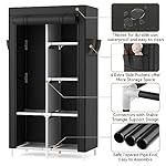 ROJASOP Portable Closet Wardrobe Closet for Hanging Clothes with 6 Storage Shelves, 1 Hanging Rod and 4 Pockets, Free Standing Closet Clothes Organizer for Bedroom, Sturdy and Easy Assemble - Image 5