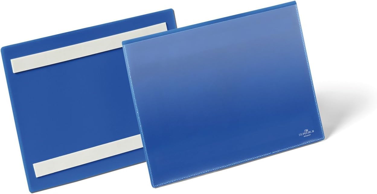 DURABLE - Porte étiquette - Porte étiquette adhésif - Pochette logistique - Format A5 paysage - 210 x 148 mm - Bleu foncé - Boîte de 50 pièces - 179507